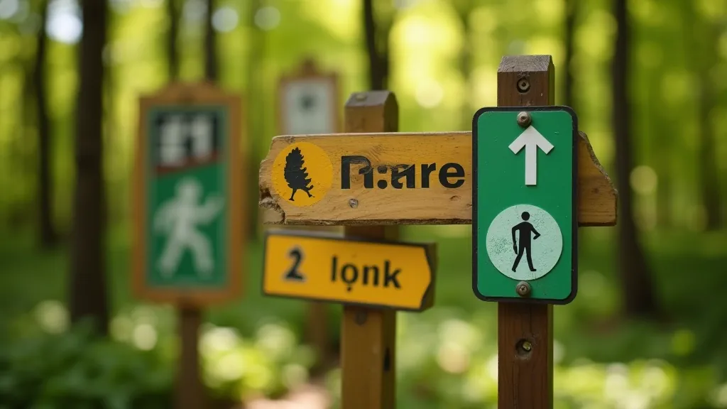 Dažādi maršruti parkā, redzami vienkārši ceļi un stāvi kāpjamceļi